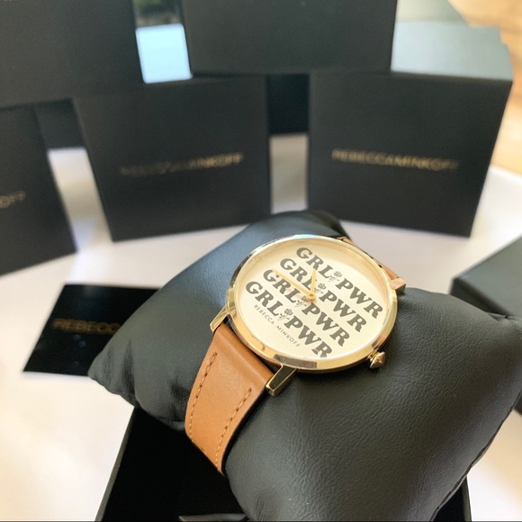 NWT Rebecca Minkoff girl power leather strap watch main image 4